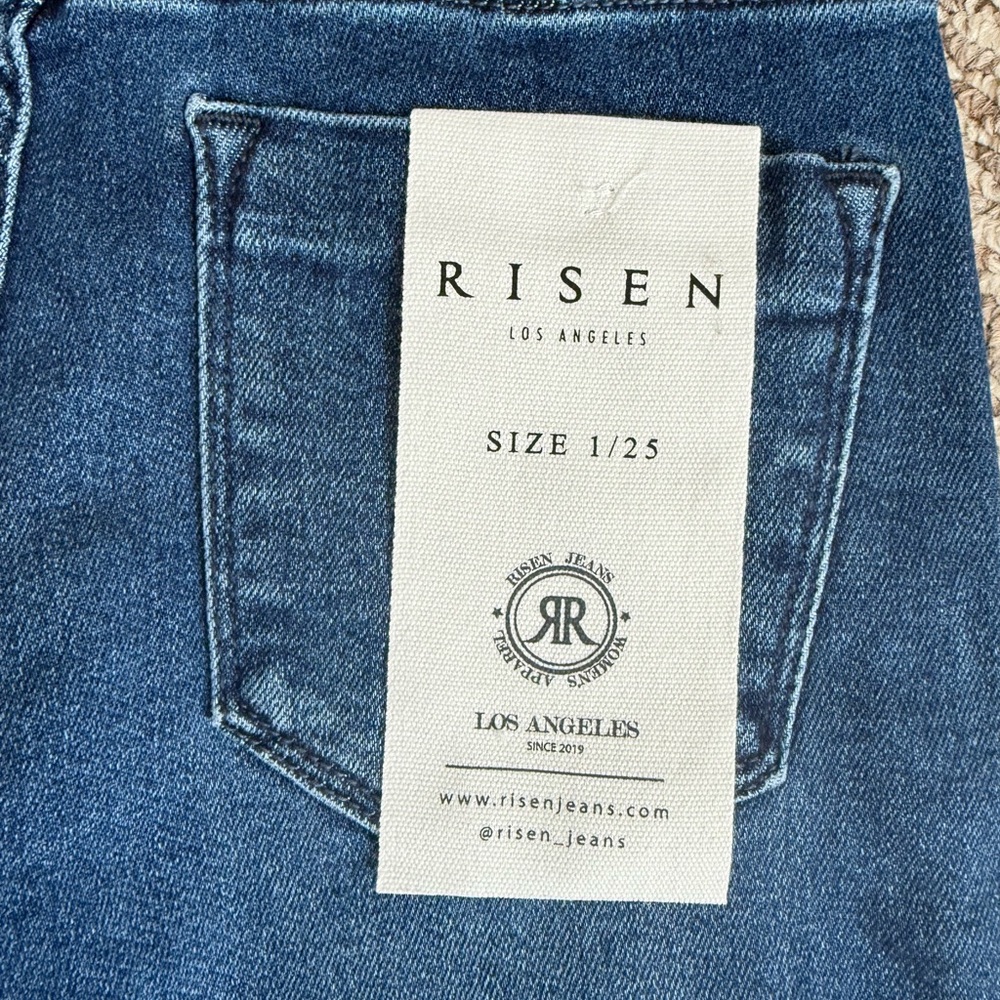Cropped Rhinestone Cuff Risen Denim Jeans - Picture 5 of 5